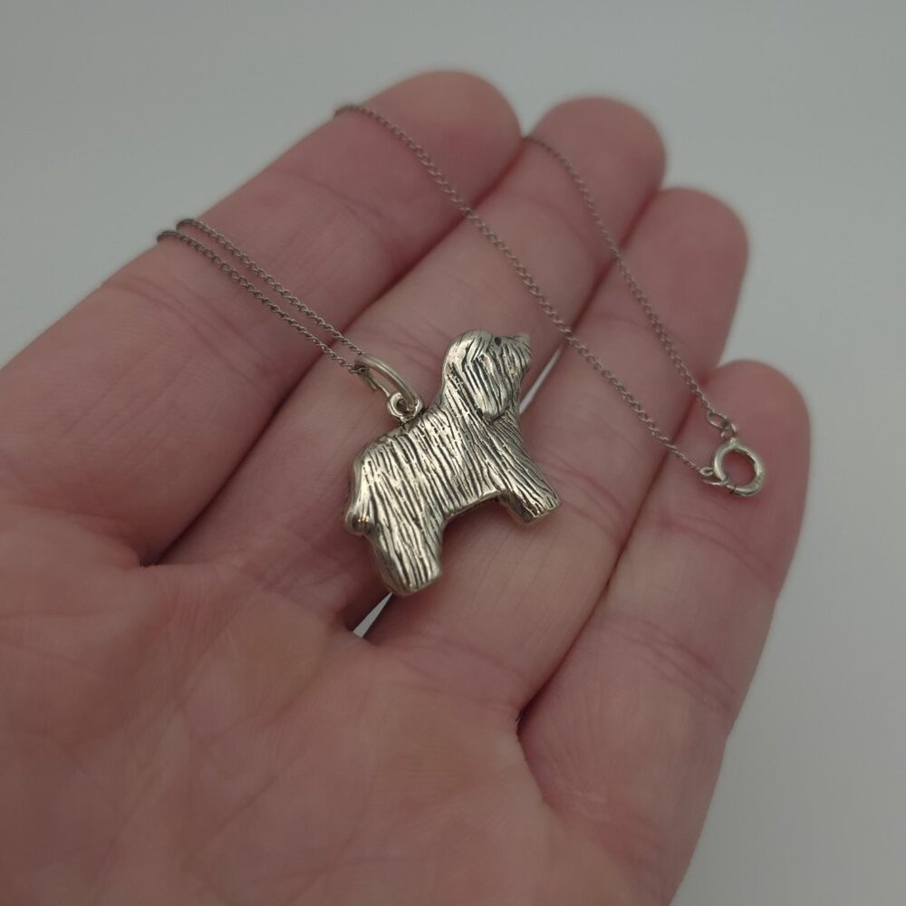 18 Inch Sterling Silver Sheep Dog Pendant Necklace A1404 - Picture 2 of 6